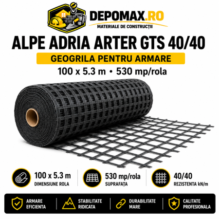 Alpe Adria Arter GTS 40/40 Geogrila de armare 5,3 x 100 m, 530 mp/rola